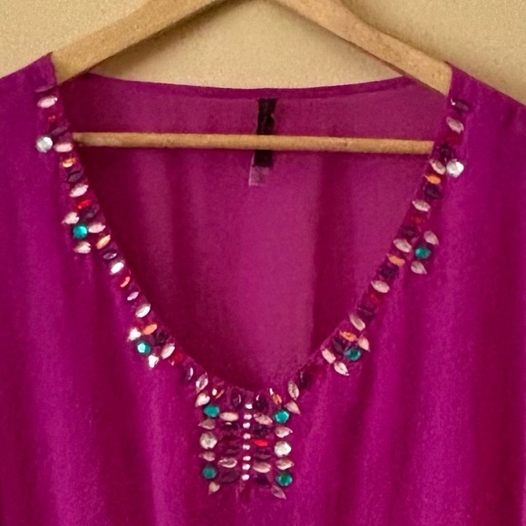 Victoria's Secret| Exquisite Pink Swim Coverup Rhinestones Sheer Fabric Sz XS/S - Picture 3 of 7